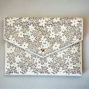 kate spade Laser Cut Floral Ivory Clutch